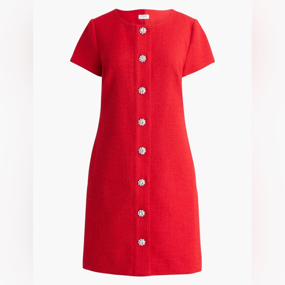 NWOT - J Crew Tweed Dress with Jewel Buttons
